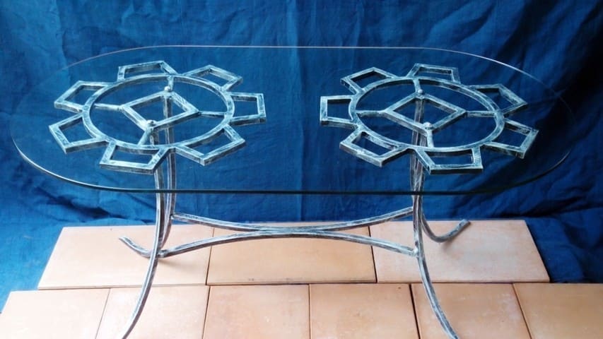 Wrought iron coffee table in modernesign style